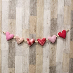 Vintage Patchwork Hearts Garland - 60"L