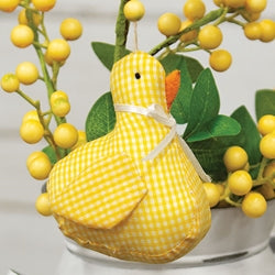 Yellow Gingham Stuffed Baby Duck - 4"H