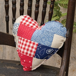 Patchwork Americana Heart Pillow