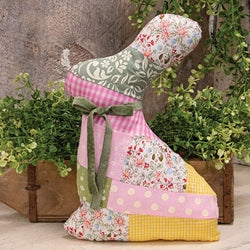 Vintage Patchwork Bunny Pillow - 10.5"H