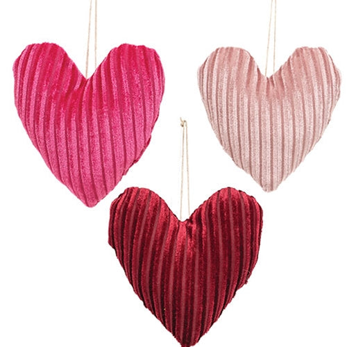 Stuffed Chenille Valentine Heart Ornament - 3 Asstd.