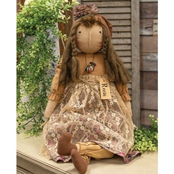 Vintage Rosie Blooms Doll w/Button Necklace
