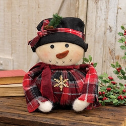 Chubby Stuffed Flannel & Winter Floral Frosty - 13"H