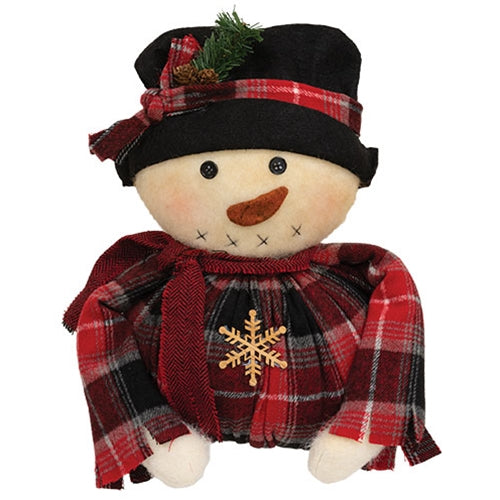 Chubby Stuffed Flannel & Winter Floral Frosty - 13"H
