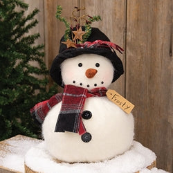 Chubby Frosty Snowman Doll With Winter Floral Top Hat