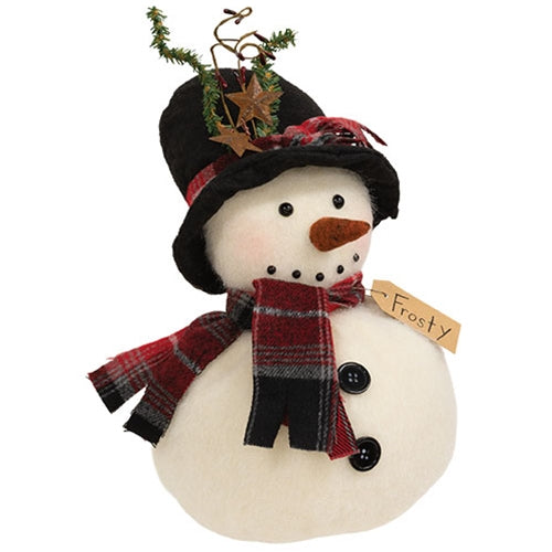 Chubby Frosty Snowman Doll With Winter Floral Top Hat