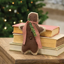 Olde Thyme Country Check Scarf Gingerbread Man - 7.5"H