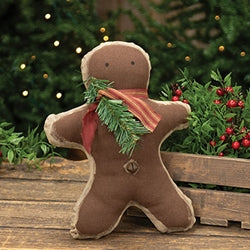 Olde Thyme Ticking Stripe Scarf Gingerbread Man - 10"H