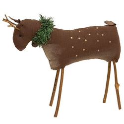 Stuffed Primitive Rudolph Reindeer - 10"H