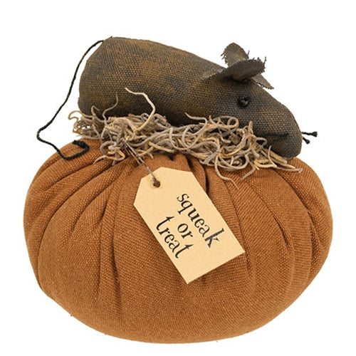 Squeak Or Treat Mouse On Pumpkin - 4.5"H