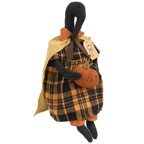 Olive Crow Doll with Pumpkin - 19.5"H
