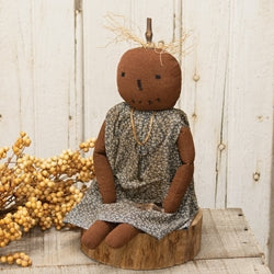 Pumpkin Girl With Antique Key Necklace