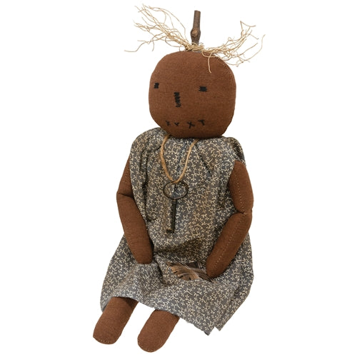Pumpkin Girl With Antique Key Necklace