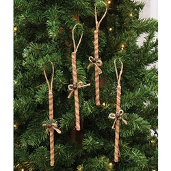 4/Set - Primitive Peppermint Jingle Twist Ornaments