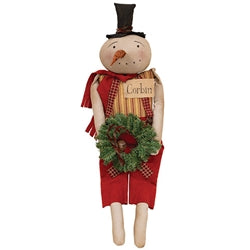 Corbin Snowman Doll With Pine Wreath