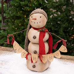 Primitive Jingle Let It Snow Banner Snowman Doll