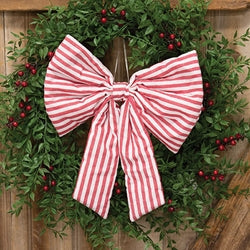 Red Striped Bow - 13.5"H