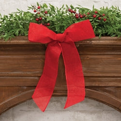Red Burlap Christmas Bow - 14"H