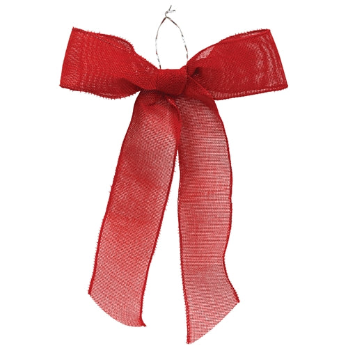 Red Burlap Christmas Bow - 14"H