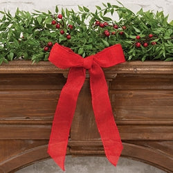Red Burlap Christmas Bow - 11"H