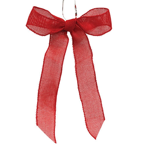 Red Burlap Christmas Bow - 11"H