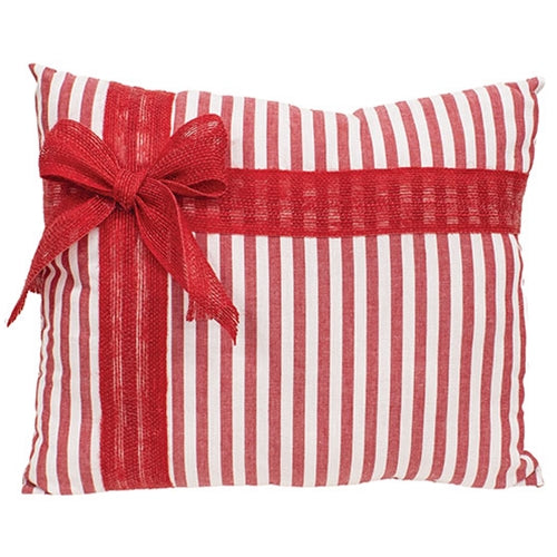 Red Striped Bow Pillow