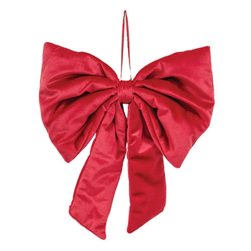 Red Plush Christmas Bow - 13.5"H