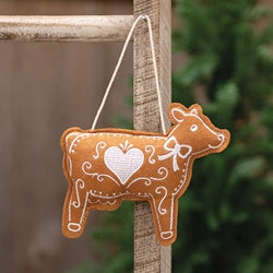 Gingerbread Cow Ornament - 4.5"H