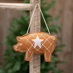Gingerbread Pig Ornament - 3.5"H