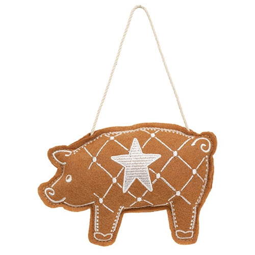 Gingerbread Pig Ornament - 3.5"H