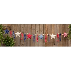 Rustic Mixed Pattern Raggedy Star Garland - 5 Ft.