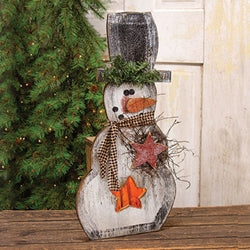 Light Up Sparkle Top Hat & Red Star Snowman - 23.5"H