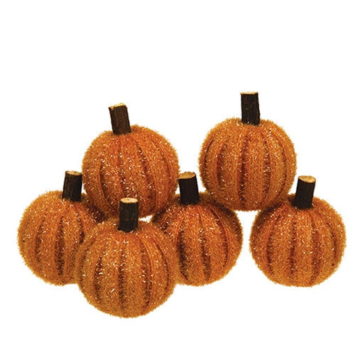 6/Set - Knit Wrapped Pumpkin Bowl Fillers - 2" x 2.5"