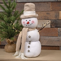Fuzzy Plush Three Stack Top Hat LED Snowman w/Arms