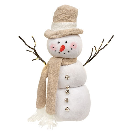 Fuzzy Plush Three Stack Top Hat LED Snowman w/Arms