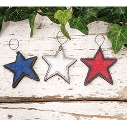 3/Set - Wooden Patriotic Star Doodle Ornaments