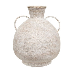 Distressed White Metal Two Handled Vase - 14"H - 2 Asstd.