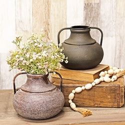 Distressed Rustic Metal Flower Urn - 7.5"H - 2 Asstd.