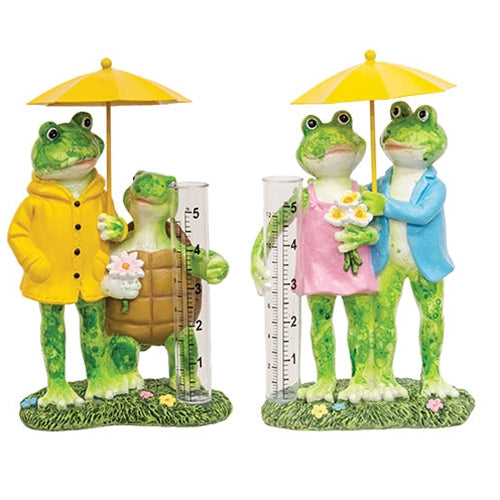 Resin Frog Couple Rain Gauge - 2 Asstd.