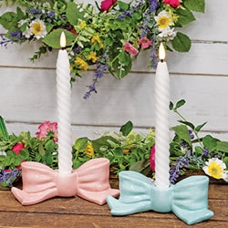 Ceramic Spring Bow Taper Holder - 2 Asstd.