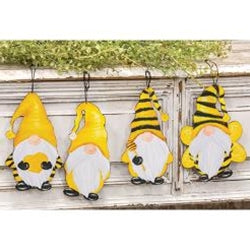 Gnome Bee Metal Ornament 4 Asstd.