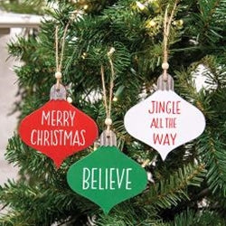 Holiday Sayings Wood Ornament 3 Asstd.