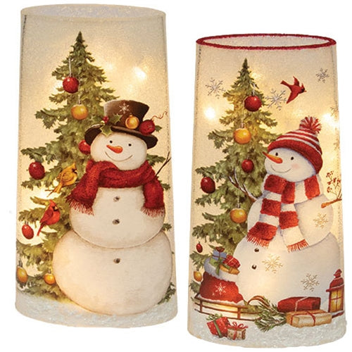 Christmas Snowman Pre-Lit Vase - 10"H - 2 Asstd.