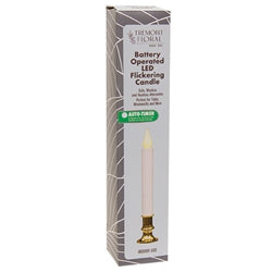 White Timer Candle Lamp on Brass Base - 9"H