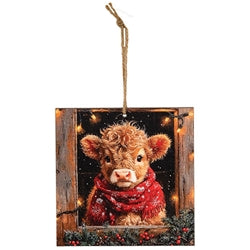Cozy Winter Baby on the Farm Ornament - 4" Sq. - 3 Asstd.