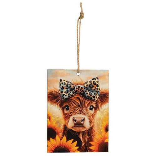 Daisy Highland With Cheetah Print Bow Rectangle Ornament