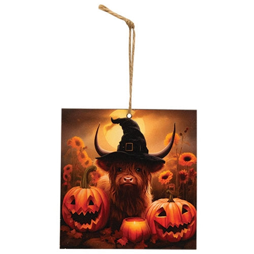 Witchy Highland & Jacks 4" Sq. Ornament