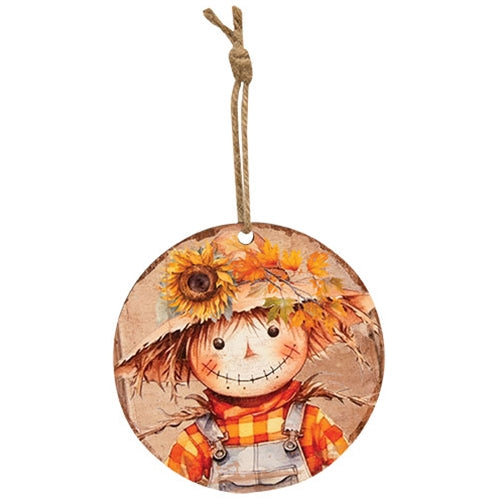 Harvest Floral Scarecrow 5" Round Ornament