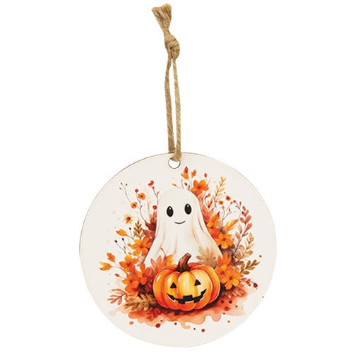 Happy Floral Boo & Jack 5" Round Ornament
