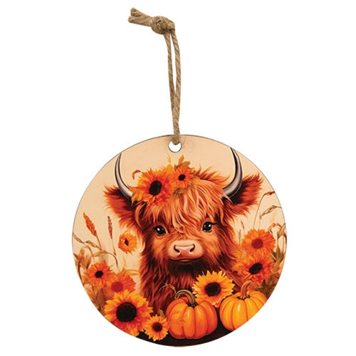 Pretty Baby Highland in Pumpkin Patch 5" Round Ornament